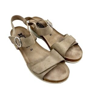 MEPHISTO Women's Size 41 EU Tan Suede Cork Comfort Wedge‎ Sandals